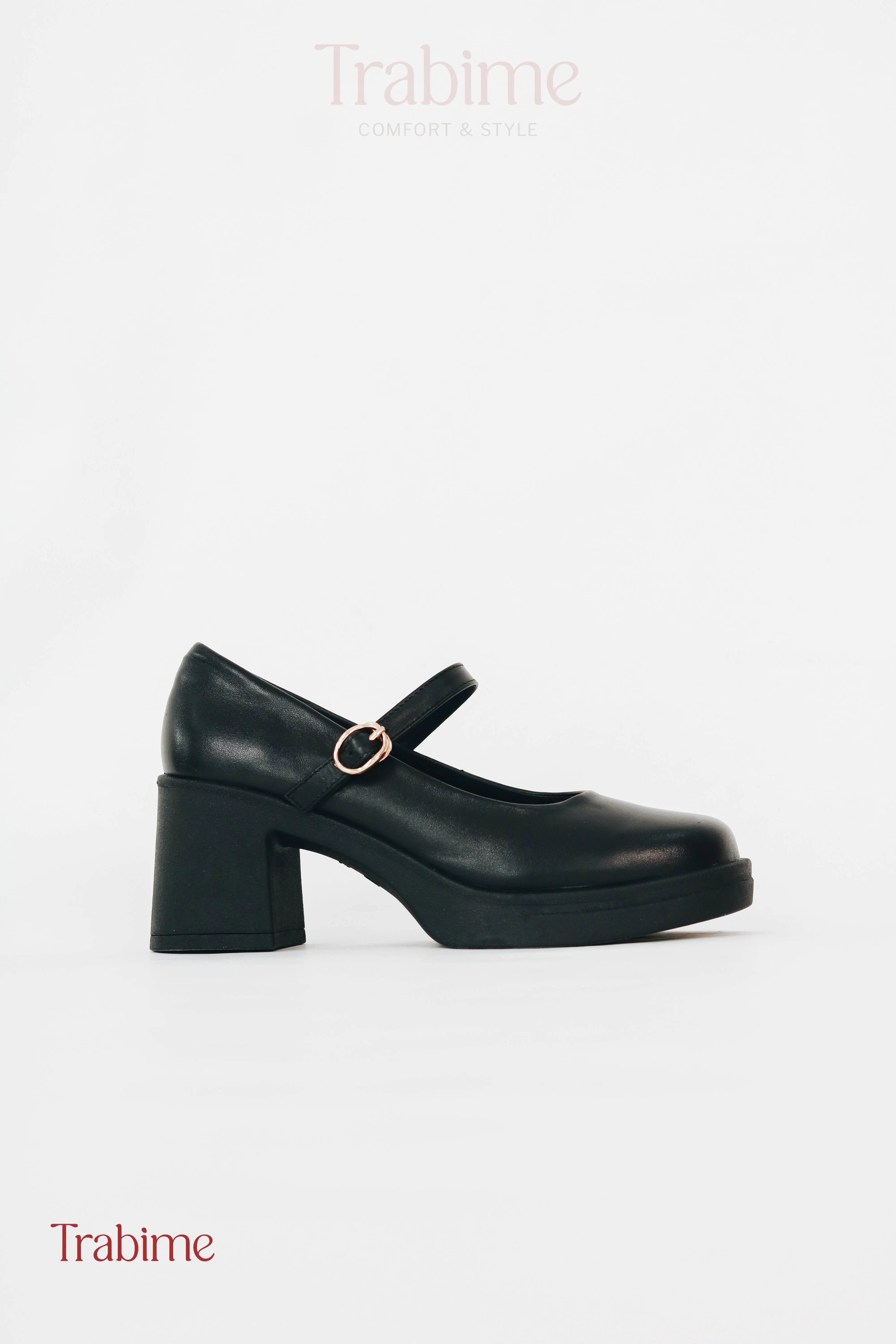 Giày 7p đế đẻo da thật - Đen