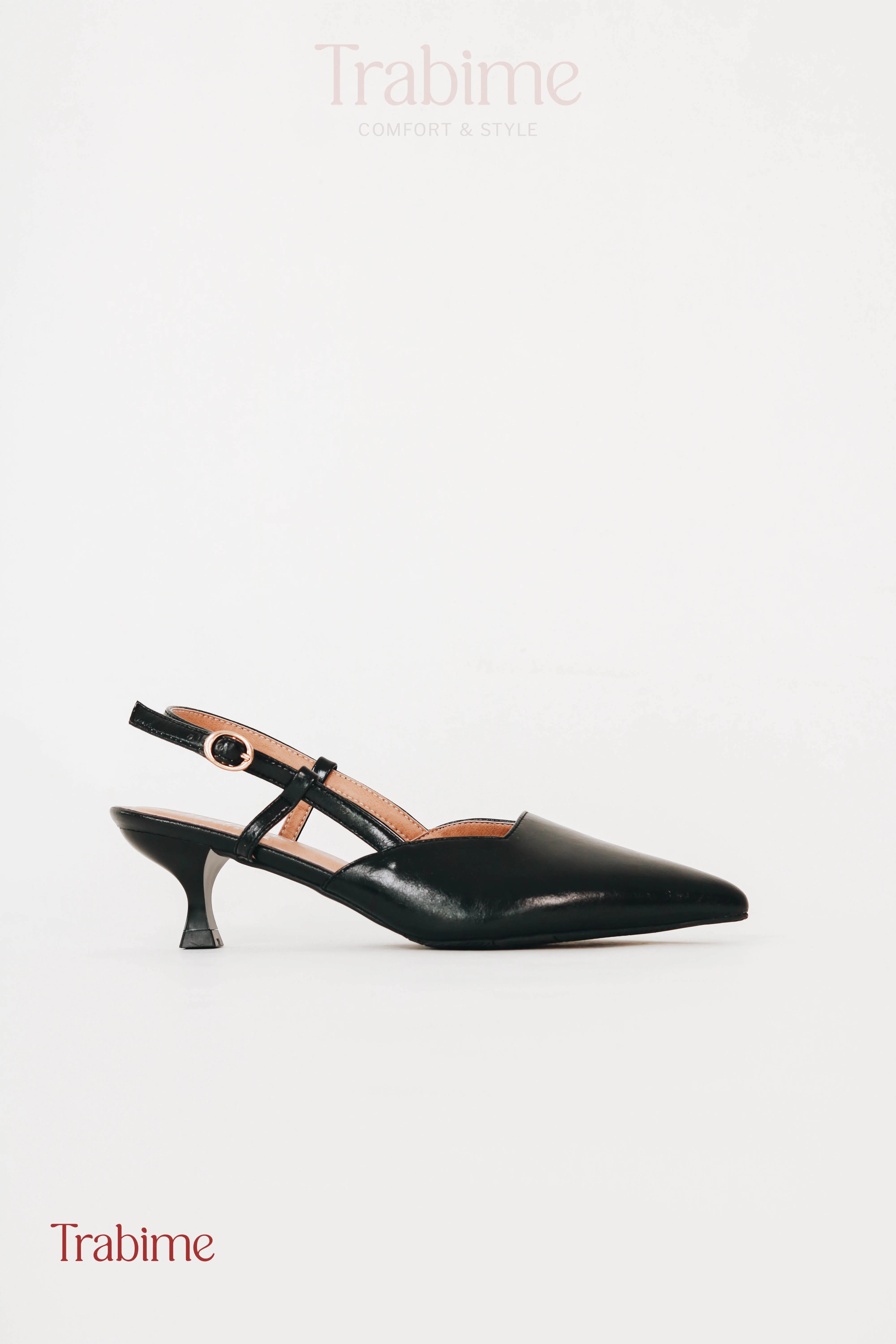 Slingback 5p mũi nhọn nhẹ êm - Đen