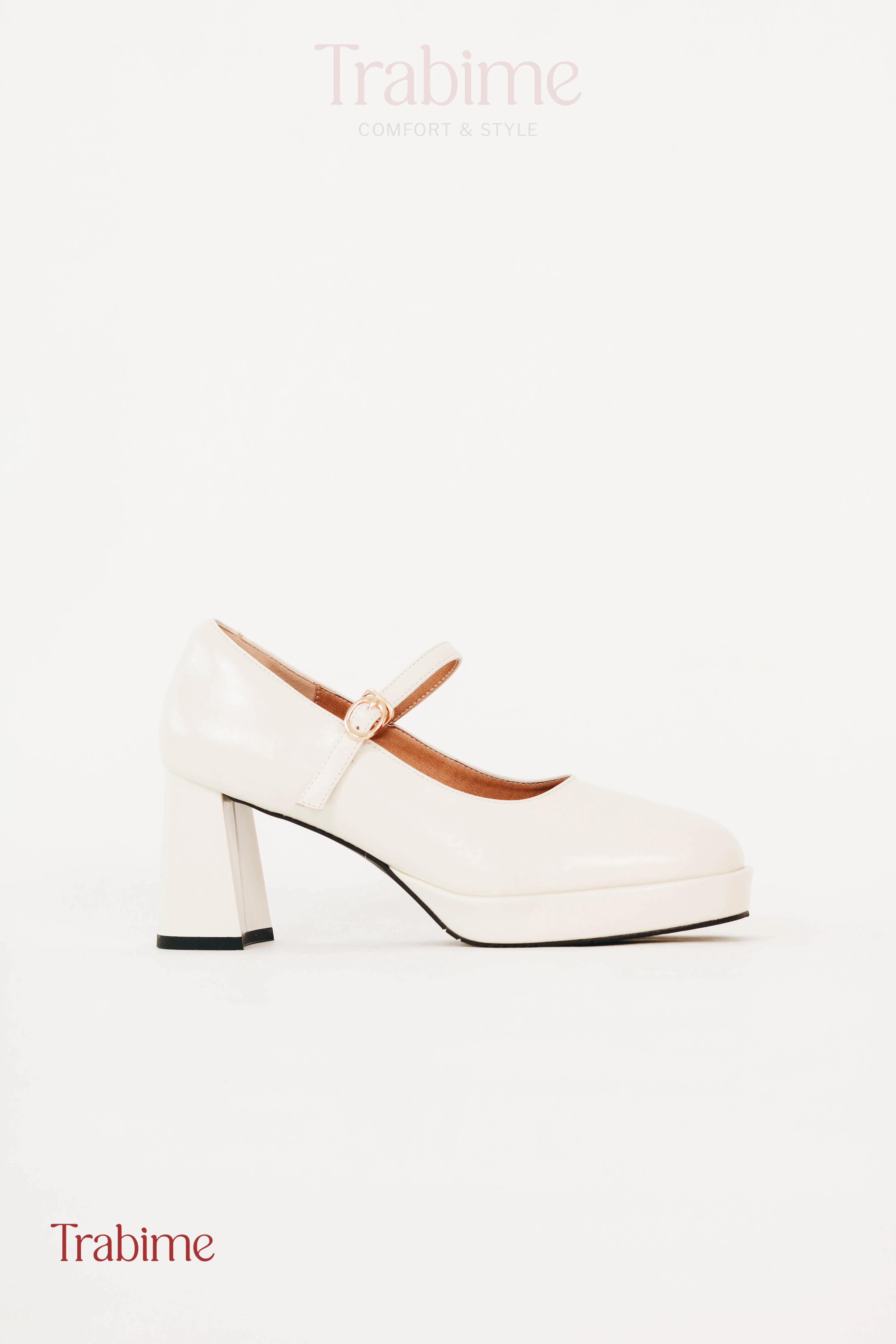 Giày đế đúp gót 7p Lily Shoes ( Form nhỏ) - Trắng kem