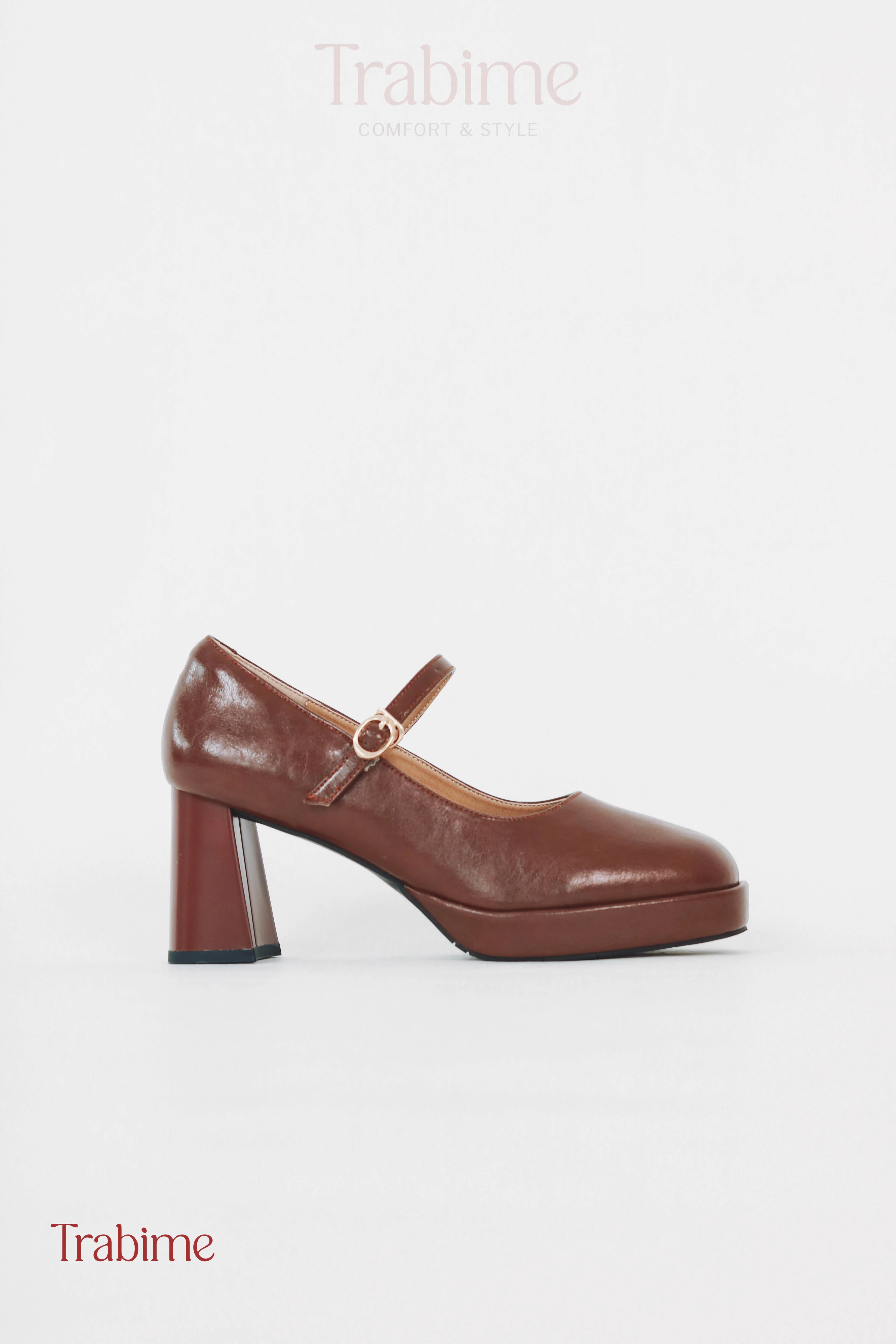 Giày đế đúp gót 7p Lily Shoes ( Form nhỏ) - Nâu