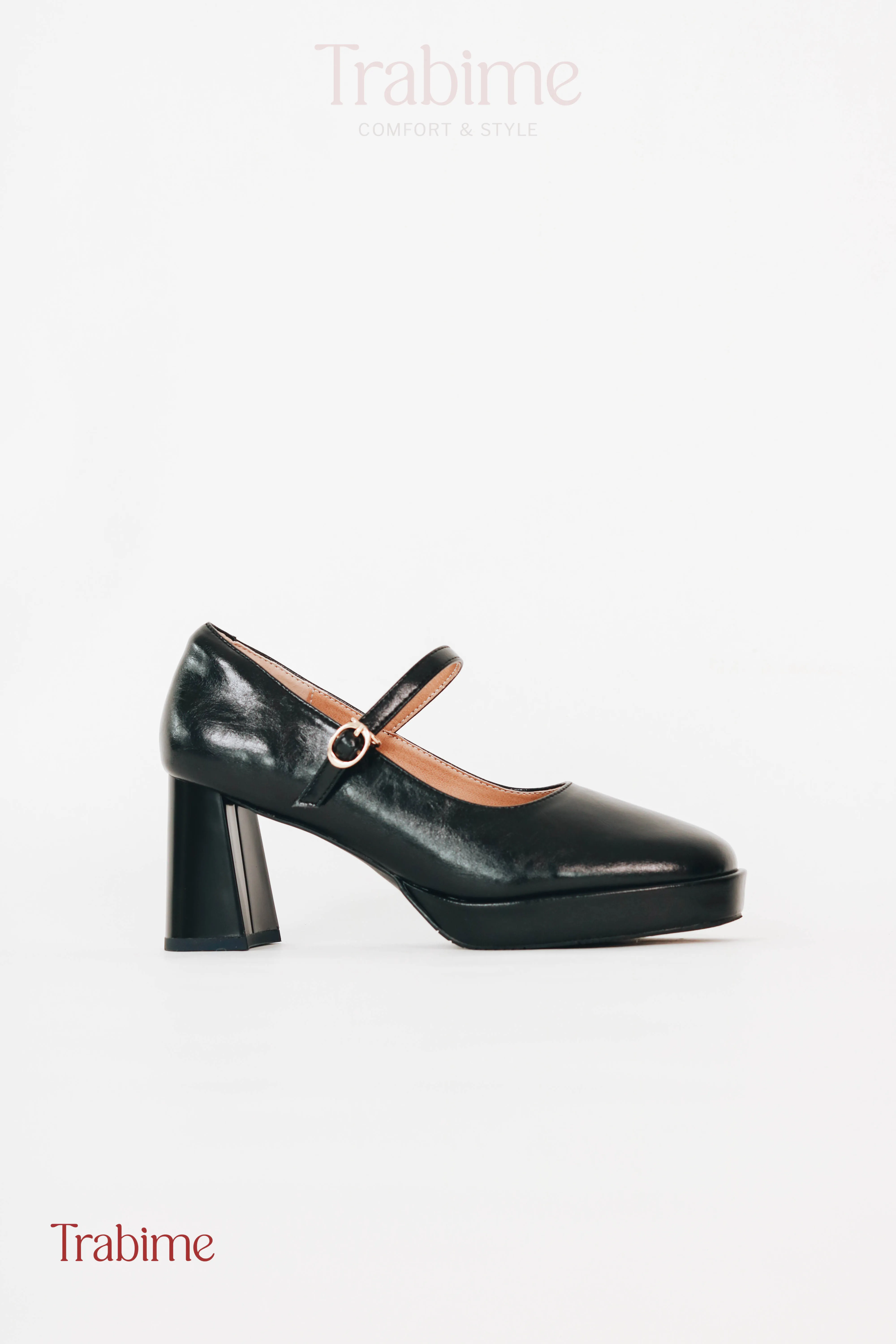 Giày đế đúp gót 7p Lily Shoes ( Form nhỏ) - Đen