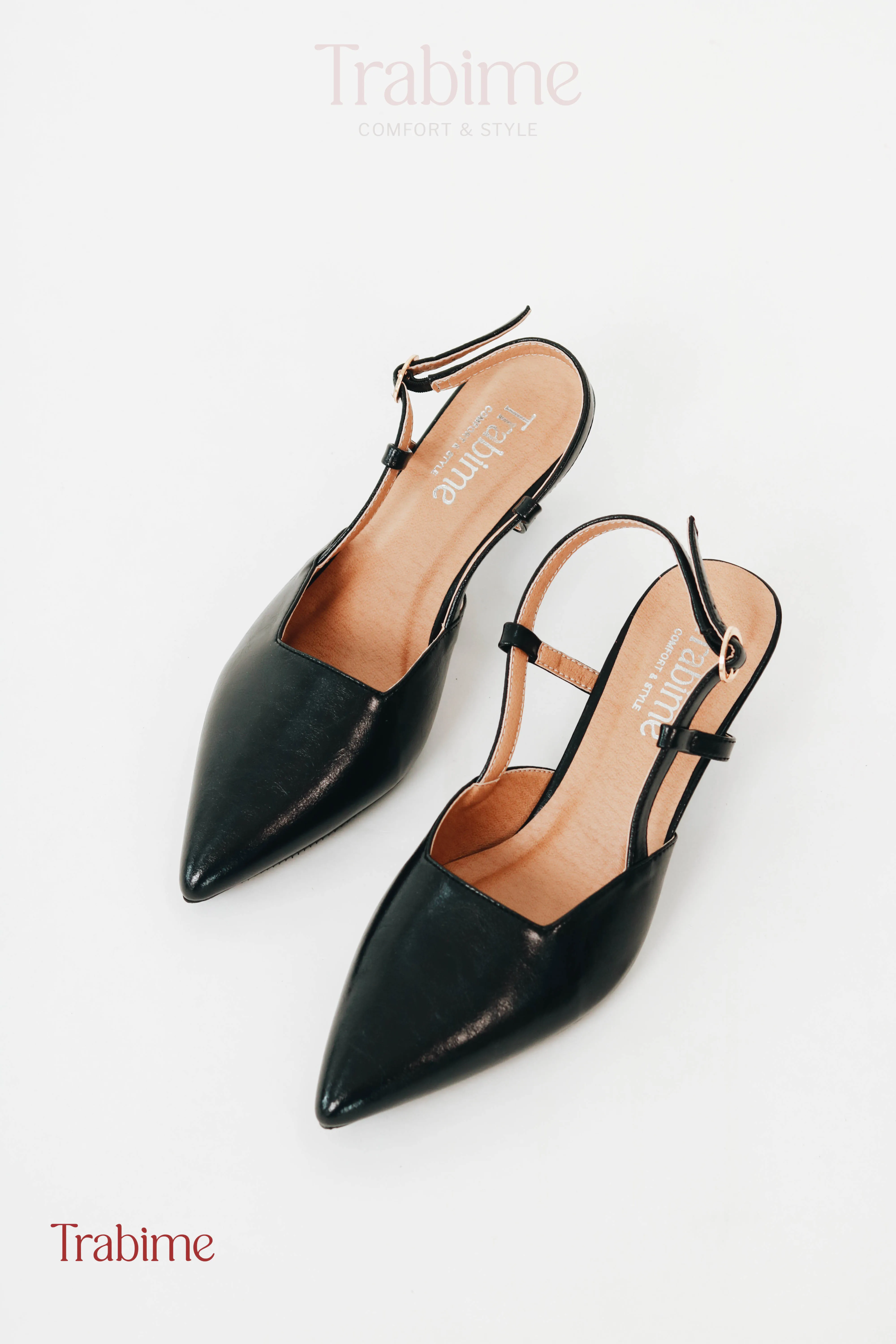 Slingback 5p mũi nhọn nhẹ êm - Đen - Ảnh 4