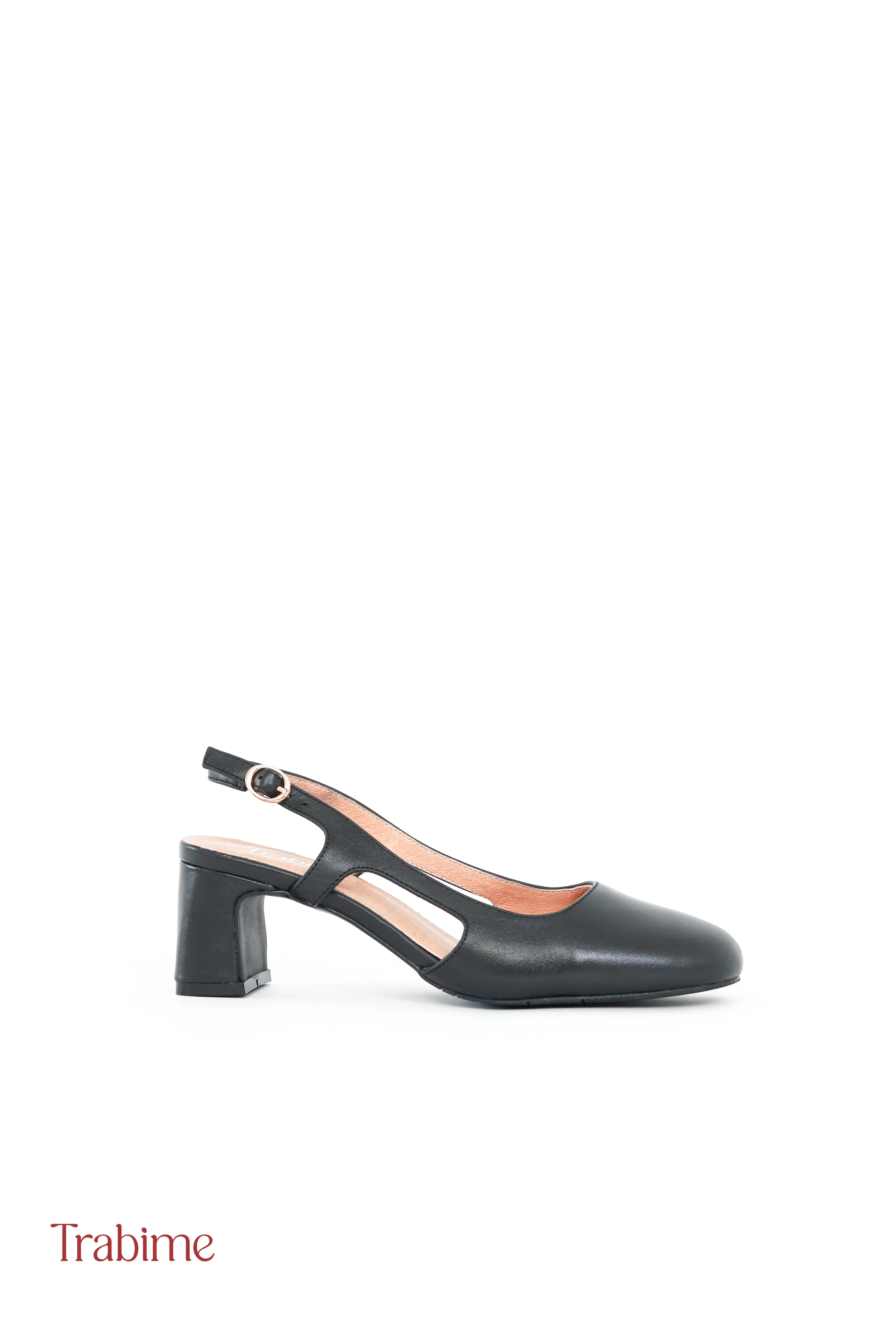 Giày slingback 5p mũi tròn - Windy shoes (0244 - 1) - Đen