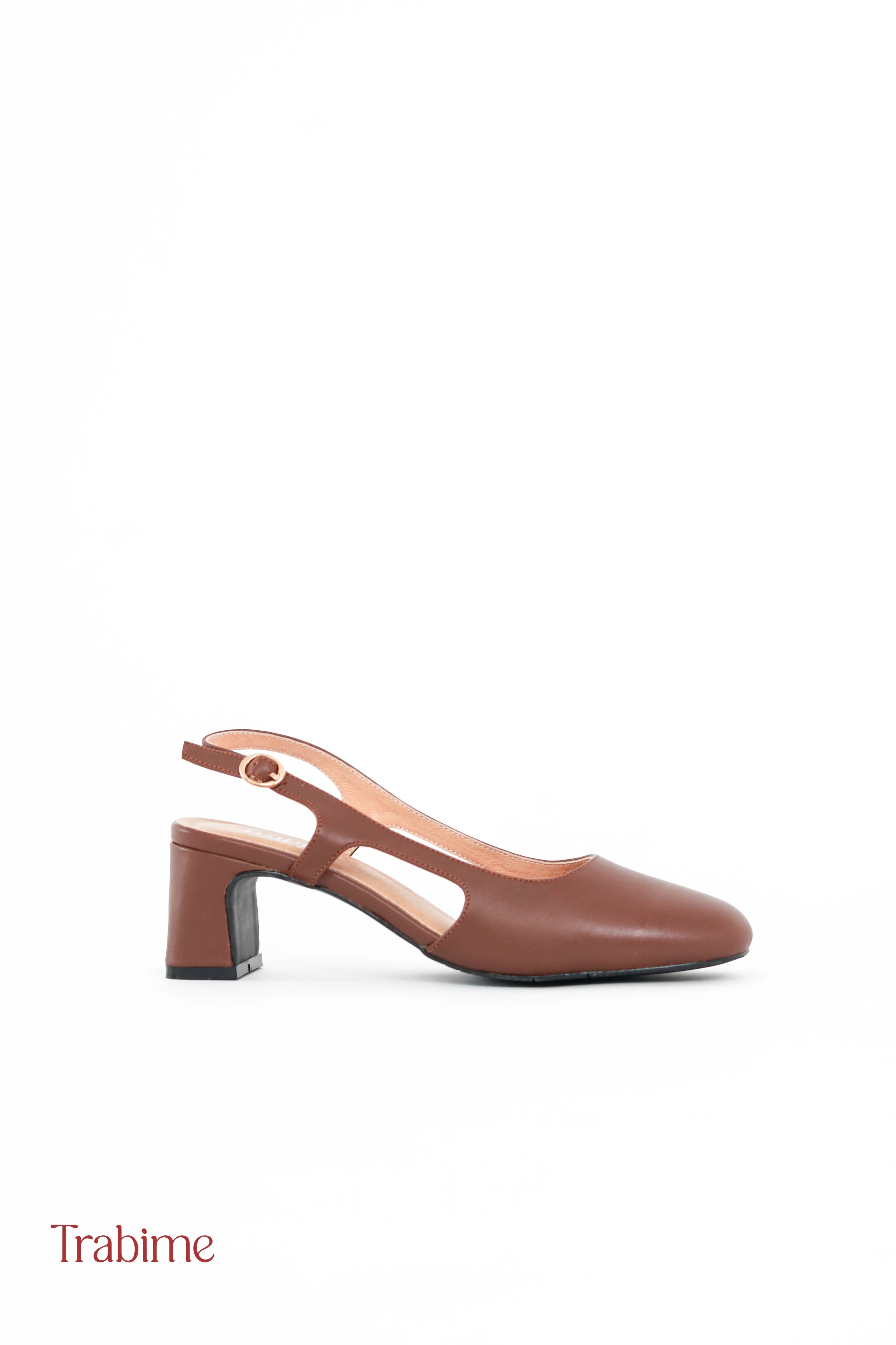 Giày slingback 5p mũi tròn – Windy shoes (0244 – 1) – Nâu