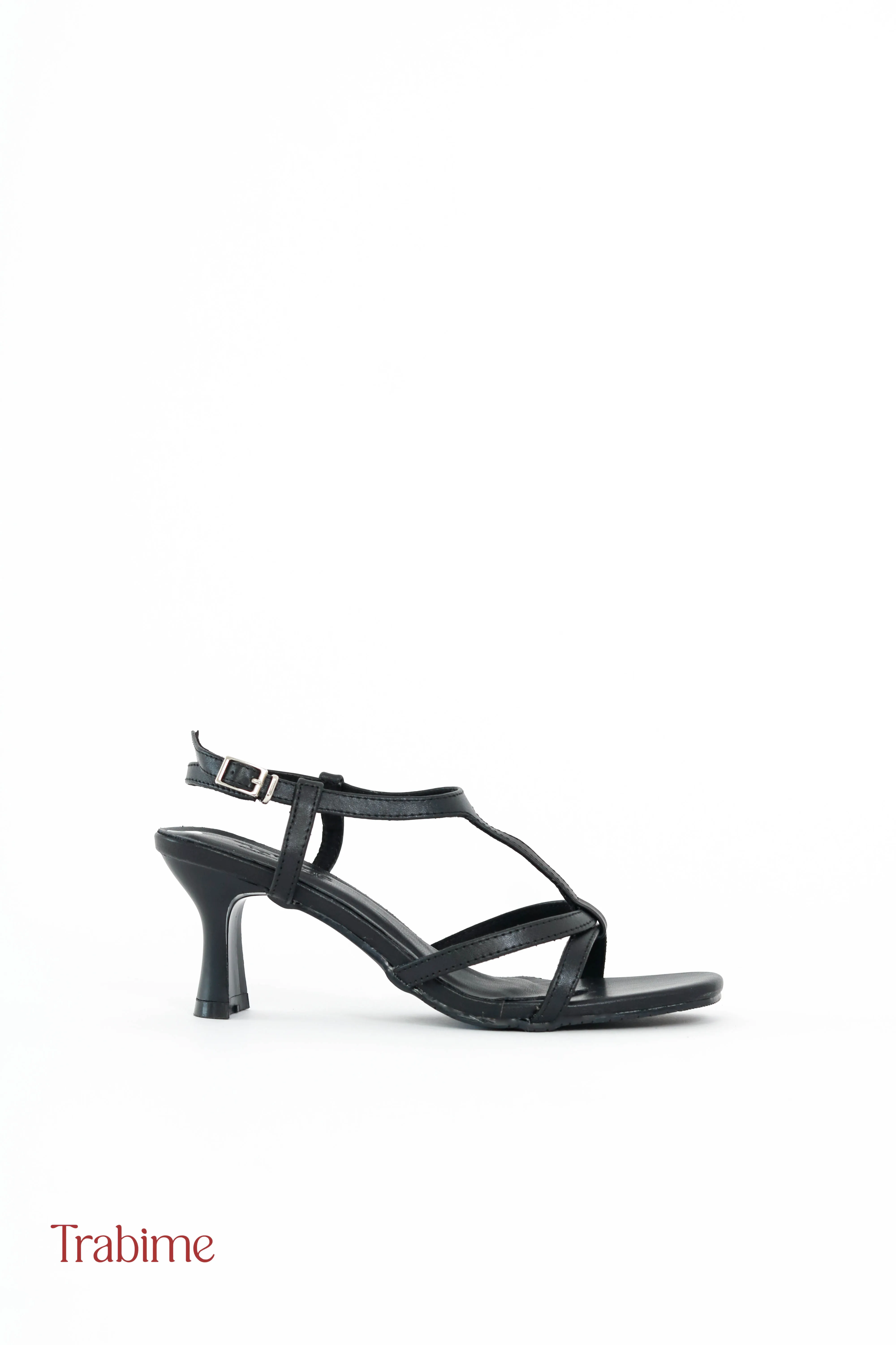 Giày cao gót nữ 7p da thật - Chuồn Chuồn (Sandals cao gót 7p) - Đen