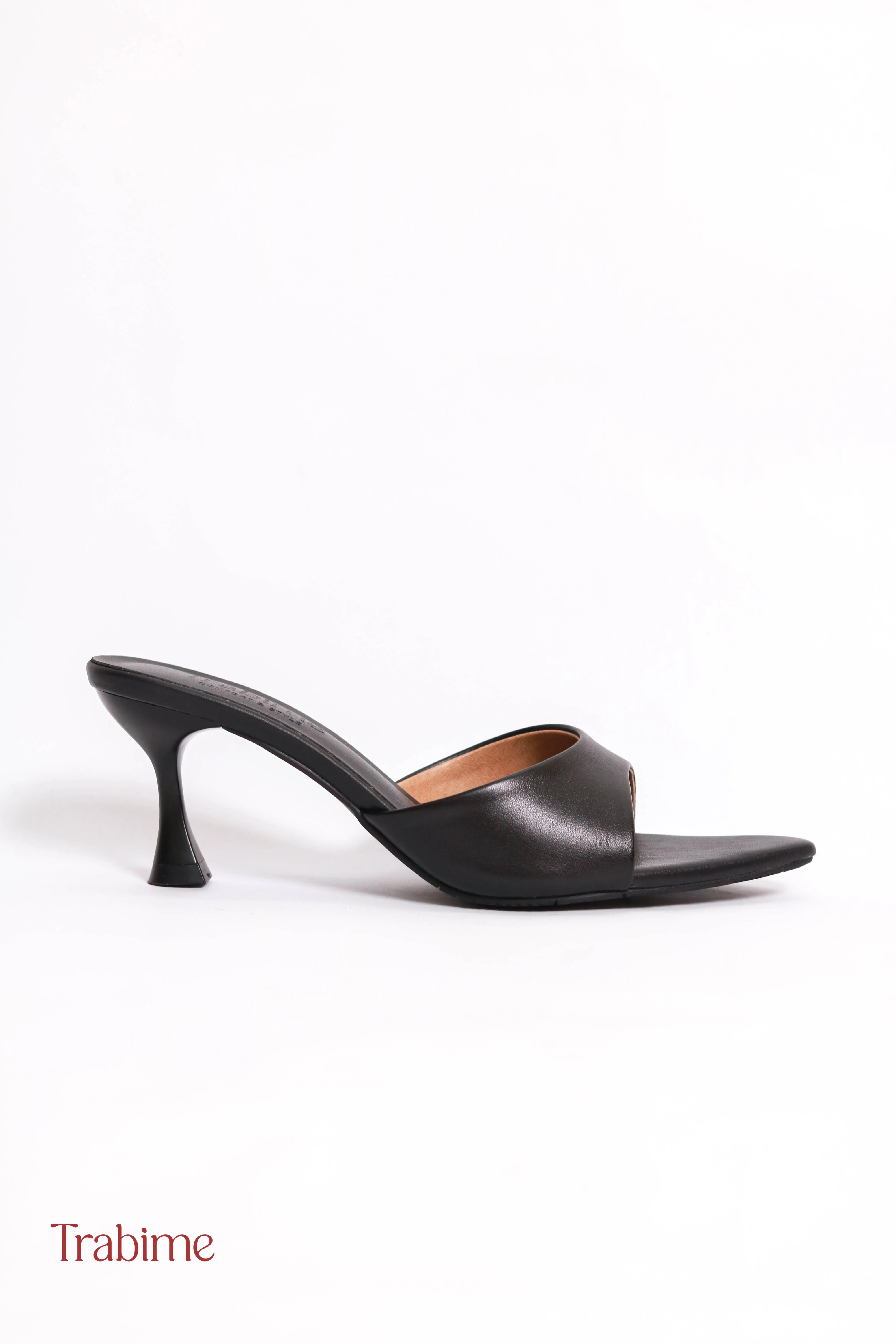 Guốc da thật 7cm Lina siêu xinh - (TRABIME mã 162-2) - Đen
