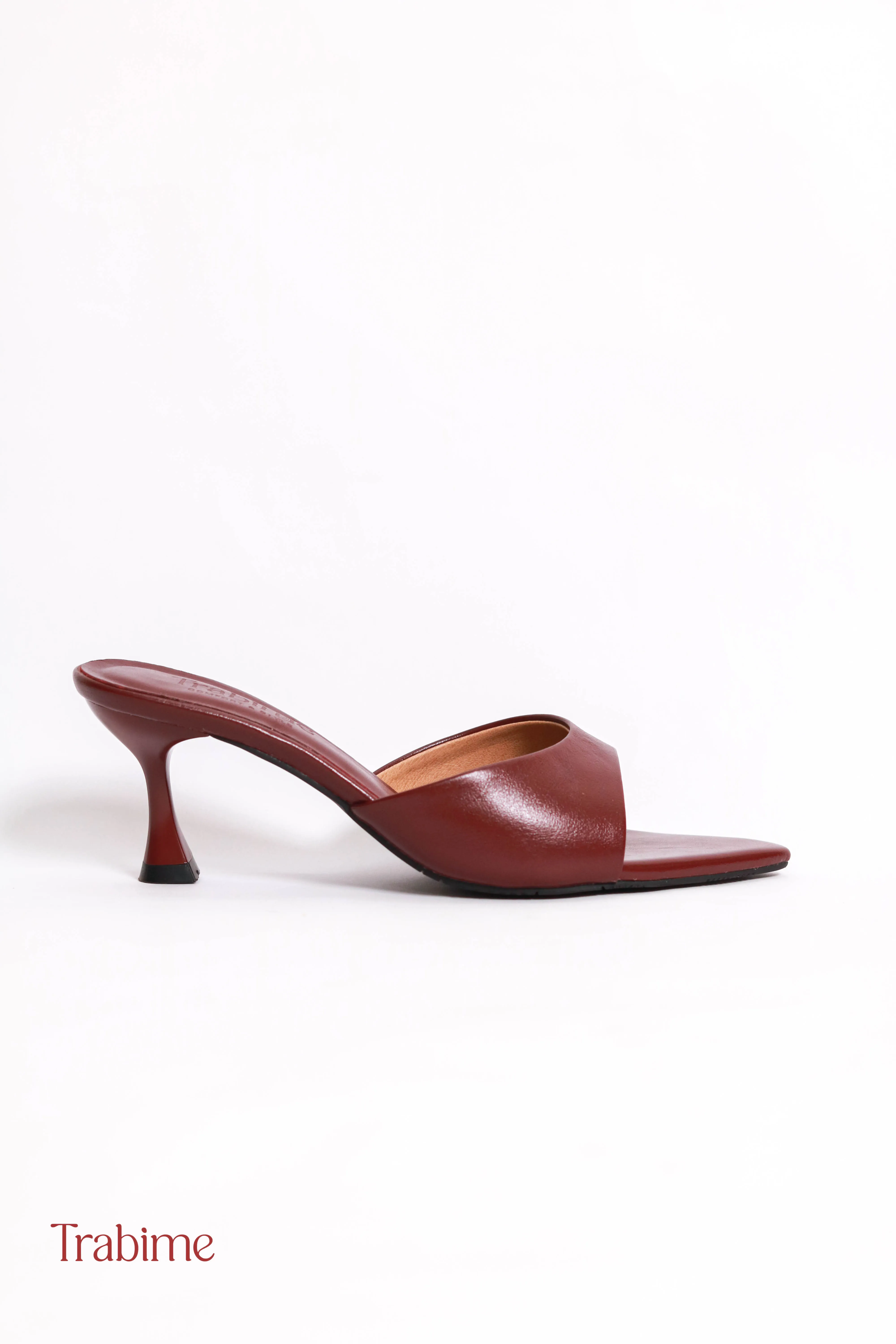 Guốc da thật 7cm Lina siêu xinh - (TRABIME mã 162-3) - Đỏ Đô