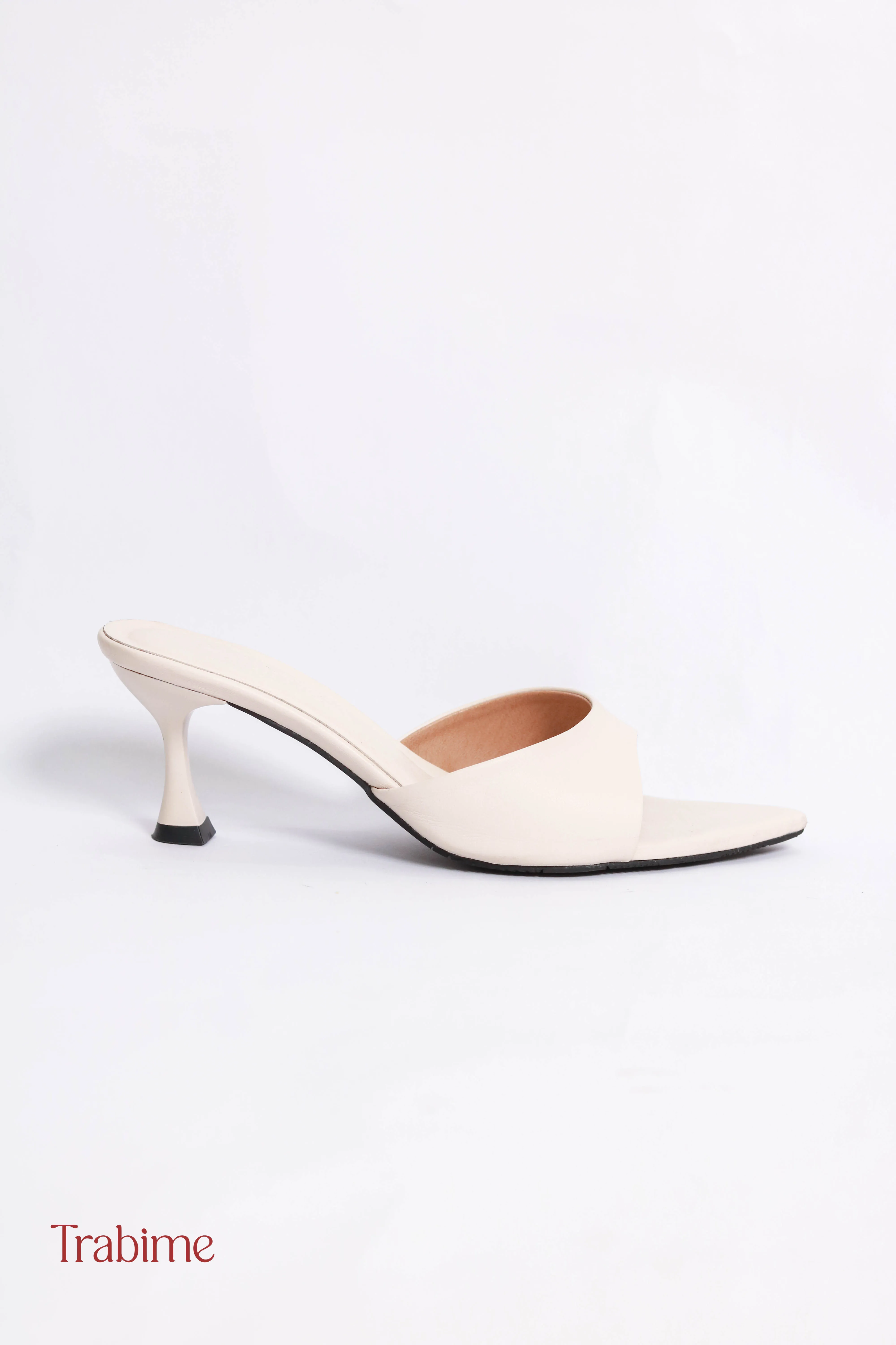 Guốc da thật 7cm Lina siêu xinh - (TRABIME mã 162-1) - Kem