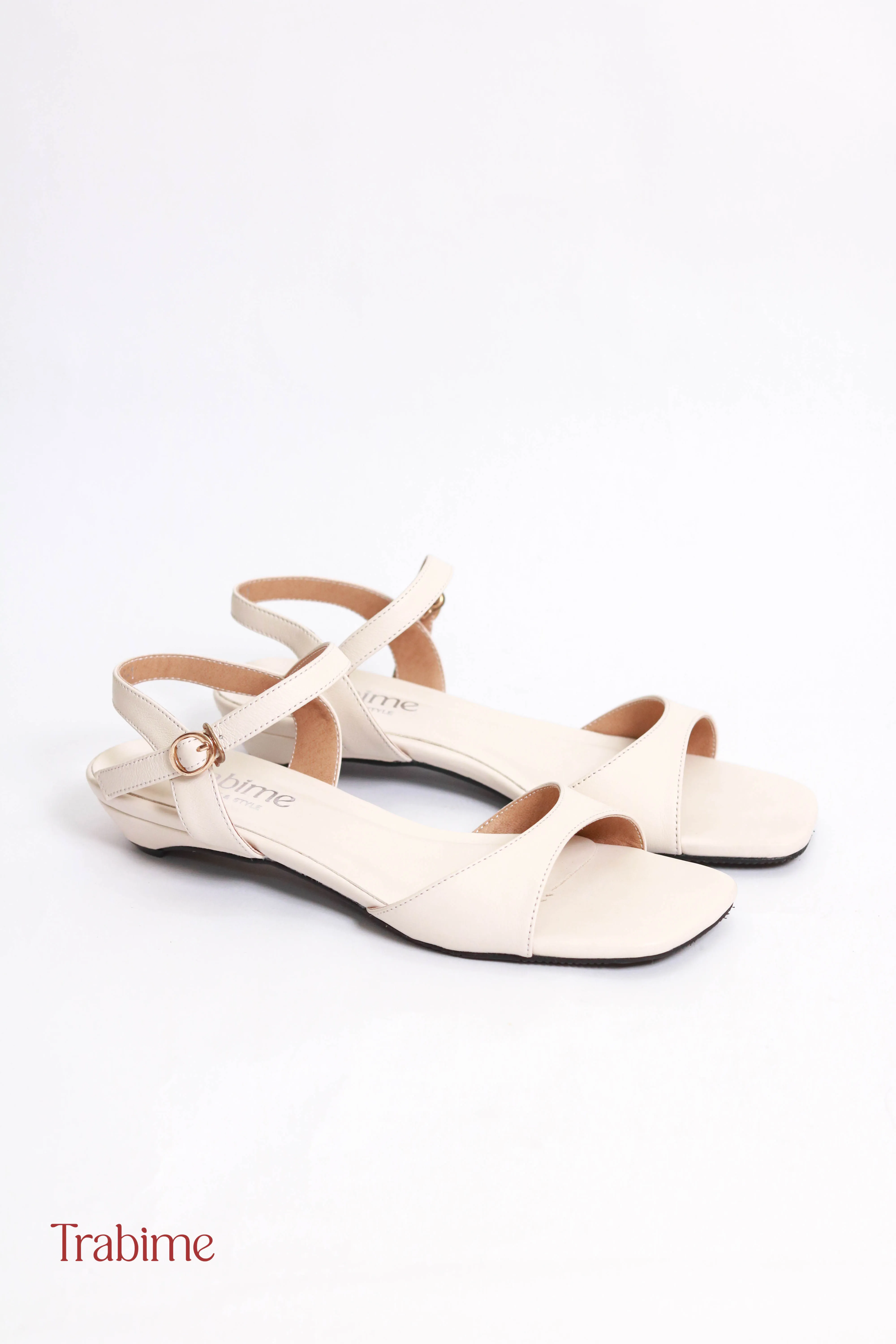 Tiny sandals da thật tối giản Trabime - (Xăng - đan 013-1) - Trắng kem - Ảnh 5